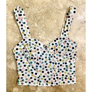 UO™ Colorful Polka Dot Strap Sweetheart Crop Top